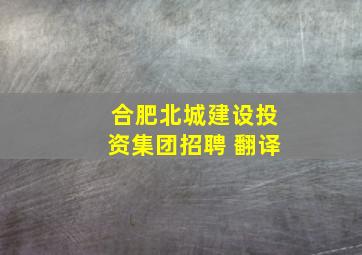 合肥北城建设投资集团招聘 翻译